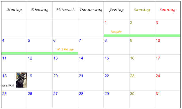 Heyer's Kalender-Studio - Monatsübersicht