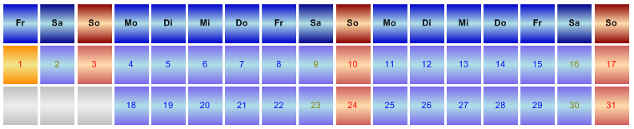 Heyer's Kalender-Studio - Monat (zweizeilig)