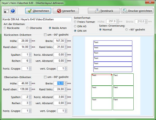 Heyer's Heim-Videothek: Layout/Etiketten