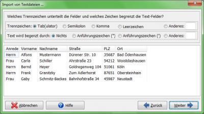 Heyer's Etiketten-Studio - Seriendruck: Textimport